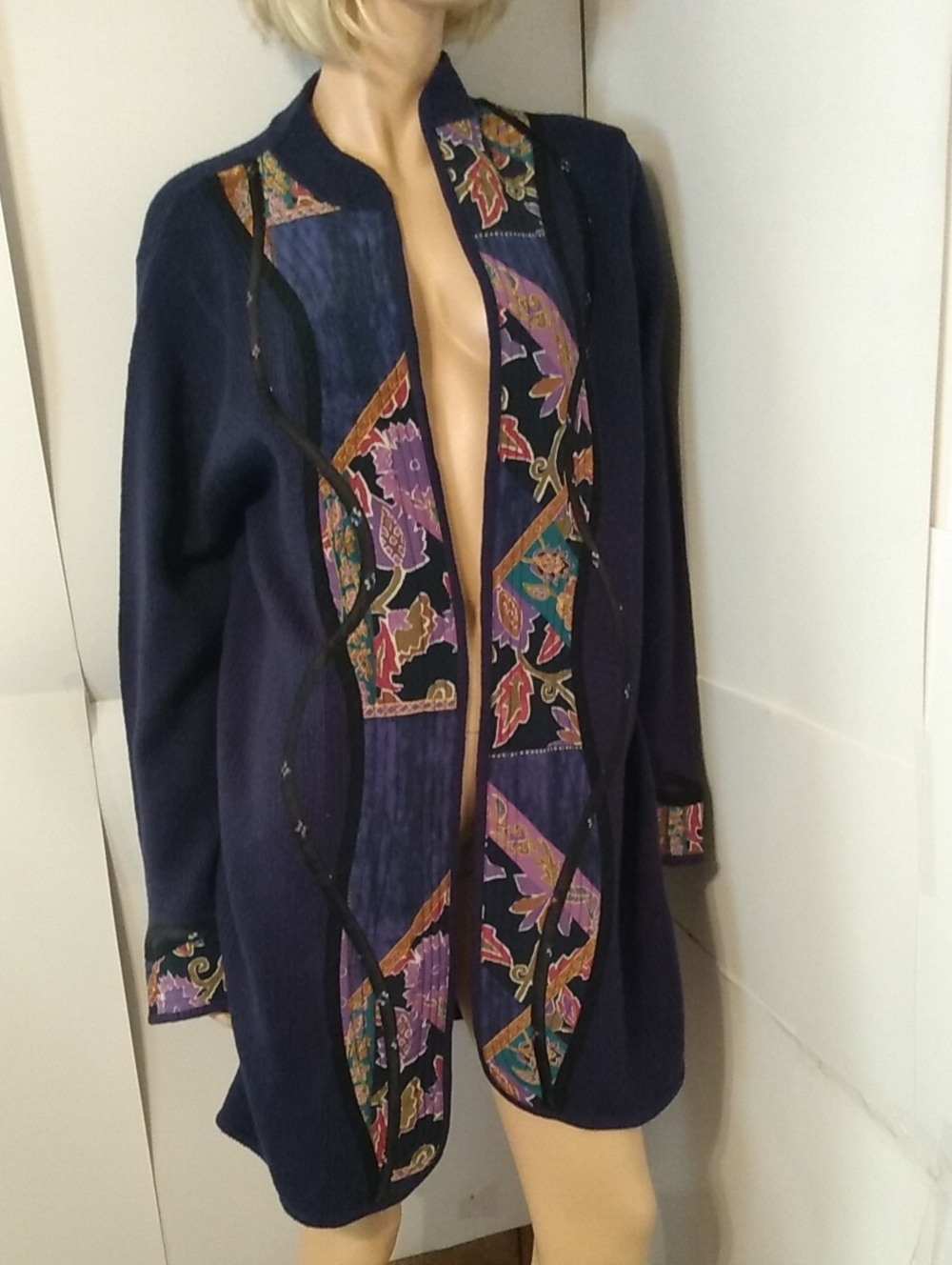 Koos Silk Wool Oversized Vintage Open Long Cardigan Sweater Jacket